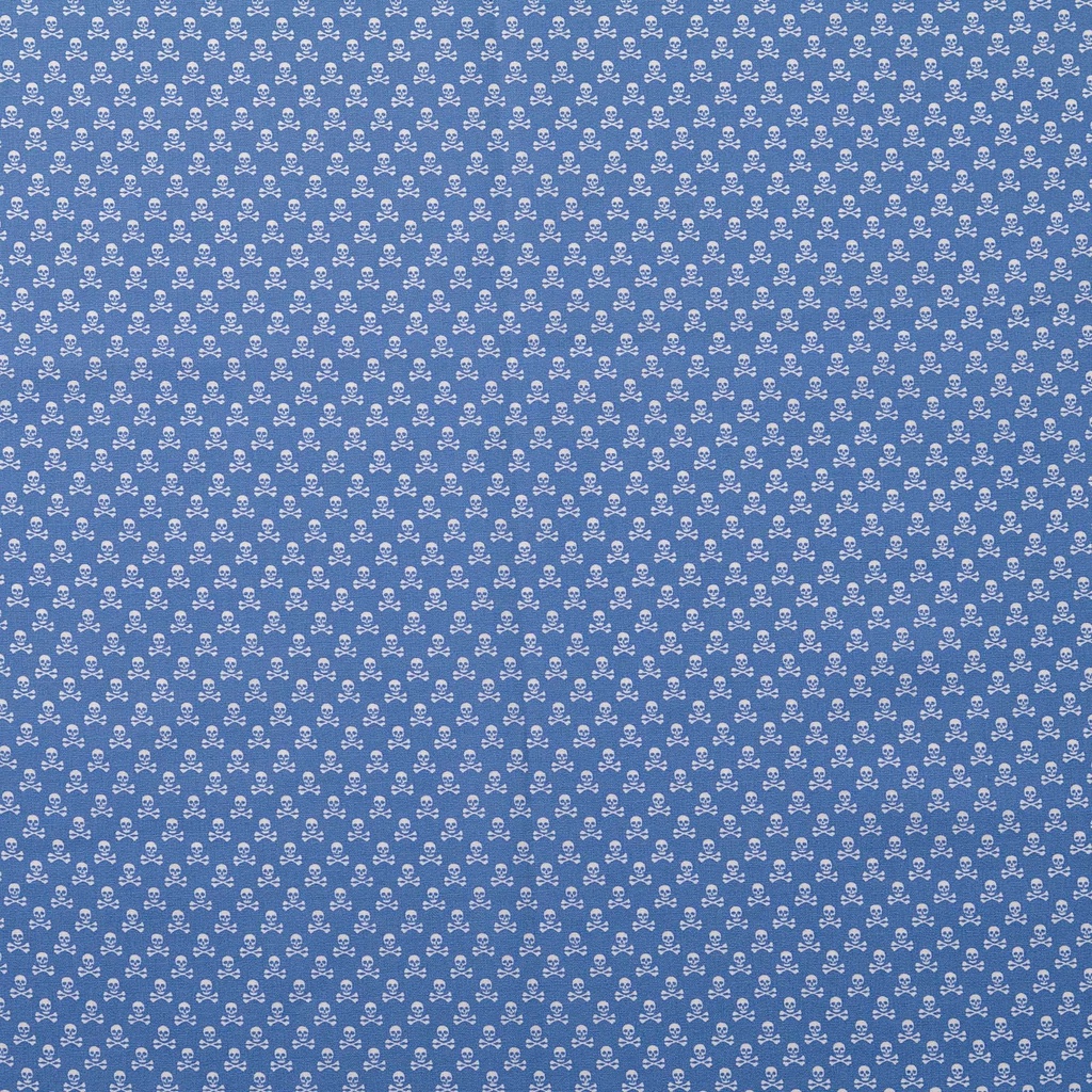 [30133-597-0015] Baumwolle mit weißen kleinen Totenköpfen (0015 Jeansblau)