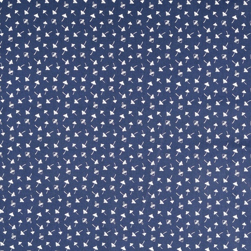 [30133-702-0012] Baumwolle mit kleinen weißen Pilzen (0012 Dunkelblau)