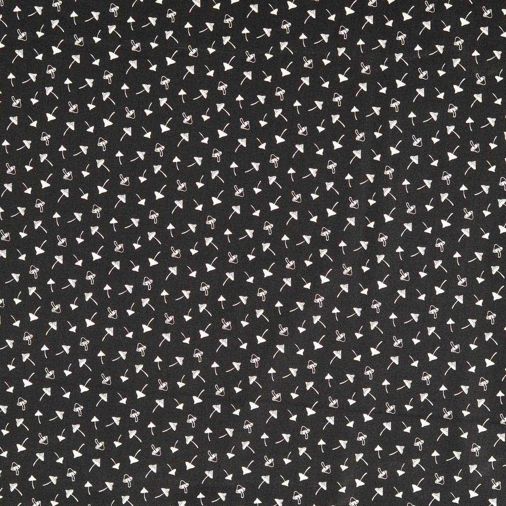 [30133-702-0013] Baumwolle mit kleinen weißen Pilzen (0013 Schwarz)