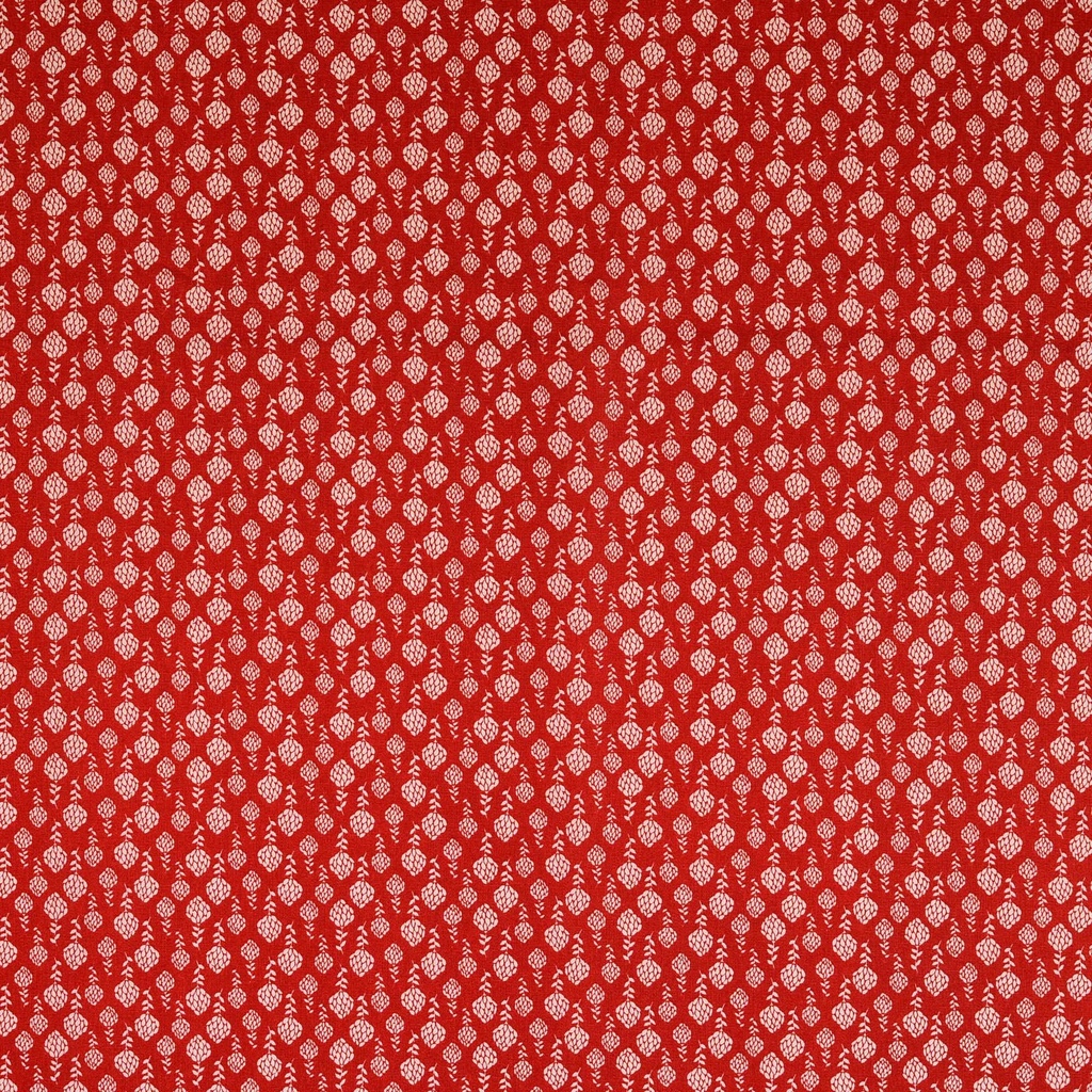 [30133-703-0002] Baumwolldruck mit weißen Zapfenblumen (0002 Rot)