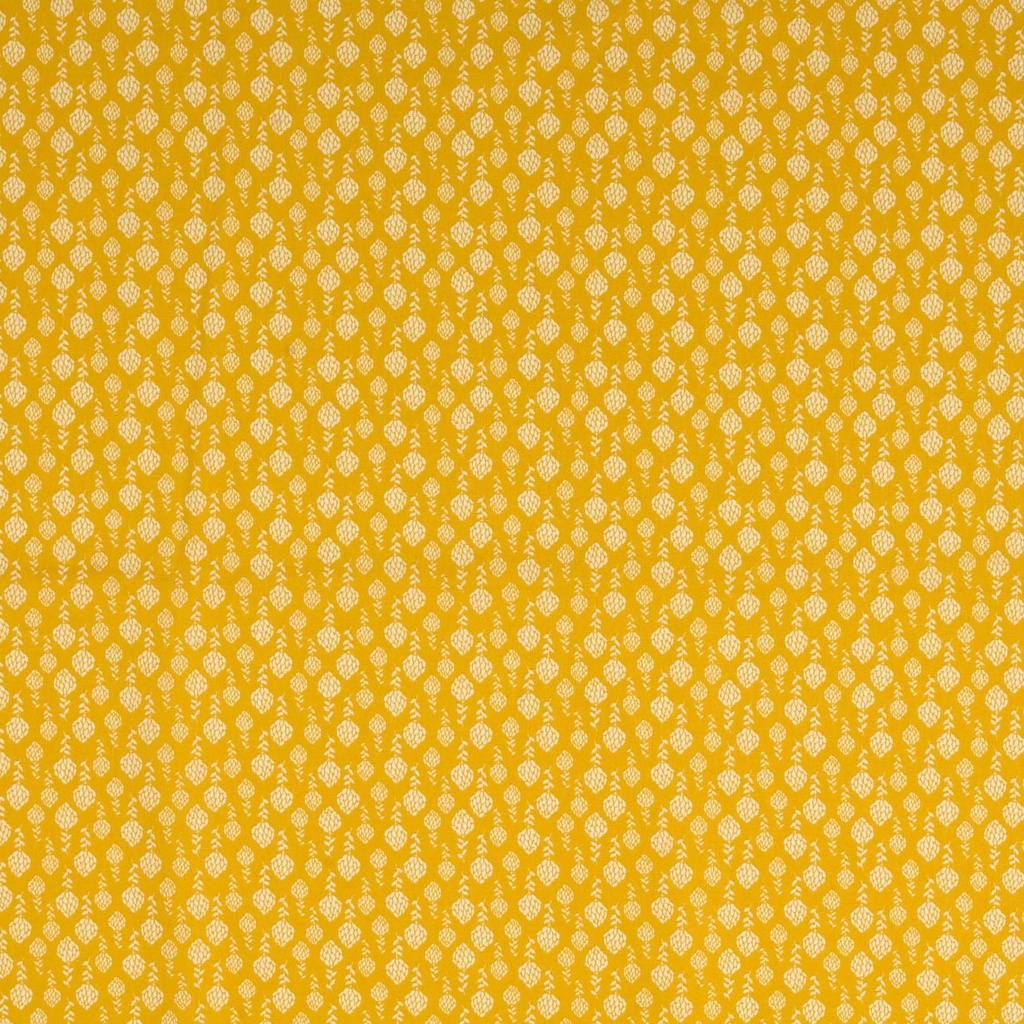 [30133-703-0010] Baumwolldruck mit weißen Zapfenblumen (0010 Curry)
