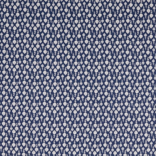 [30133-703-0012] Baumwolldruck mit weißen Zapfenblumen (0012 Dunkelblau)