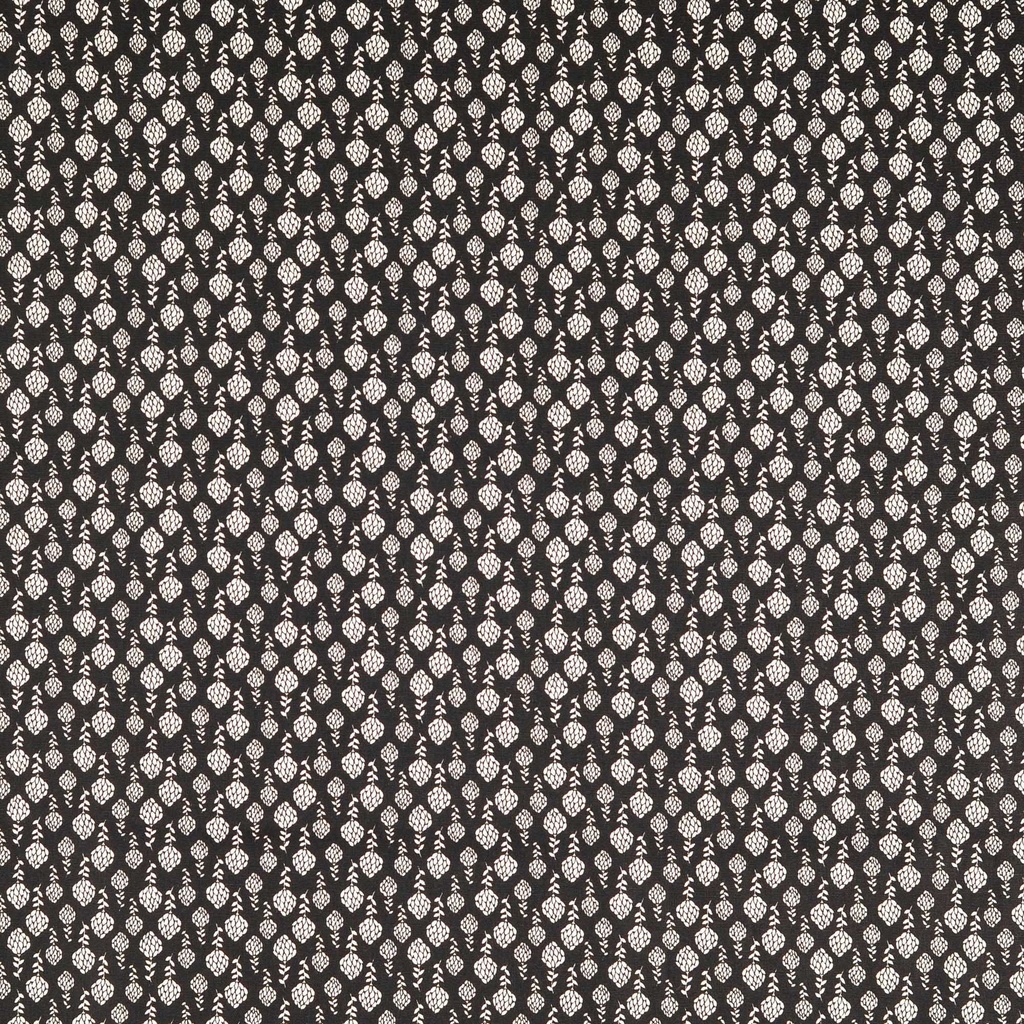 [30133-703-0013] Baumwolldruck mit weißen Zapfenblumen (0013 Schwarz)