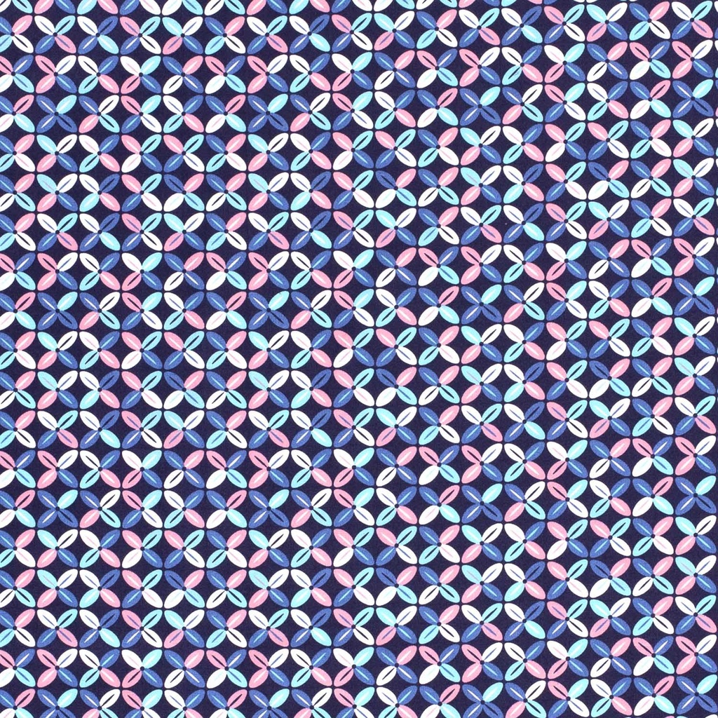 [515524-008] Baumwolle Popelin Gemustert Blumenmuster abstrakt (008 Marine)