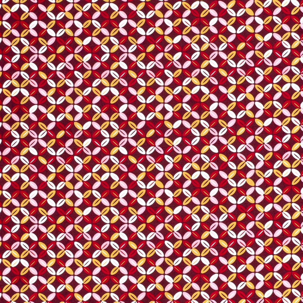 [515524-018] Baumwolle Popelin Gemustert Blumenmuster abstrakt (018 Bordeauxrot)