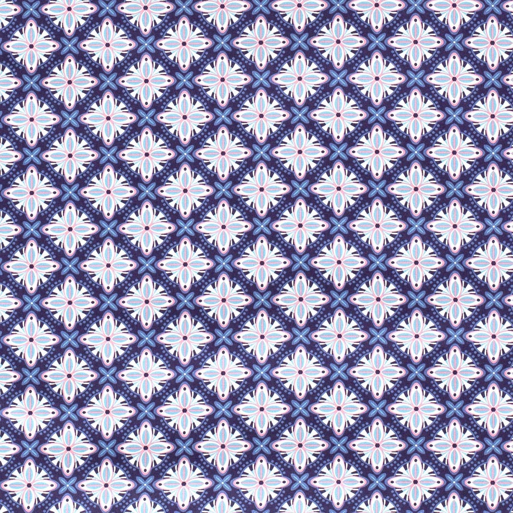 [515525-008] Baumwolle Popelin Gemustert Blumenmuster abstrakt (008 Marine)