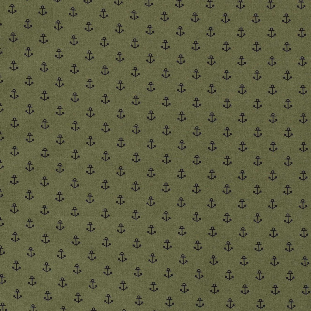 [515529-027] Baumwolle Popelin Maritim Anker (027 Khaki-Grün)