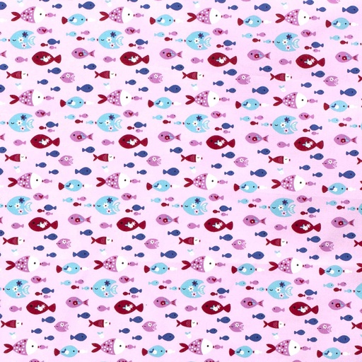 [515530-012] Baumwolle Popelin kleine Fische (012 Rosa)