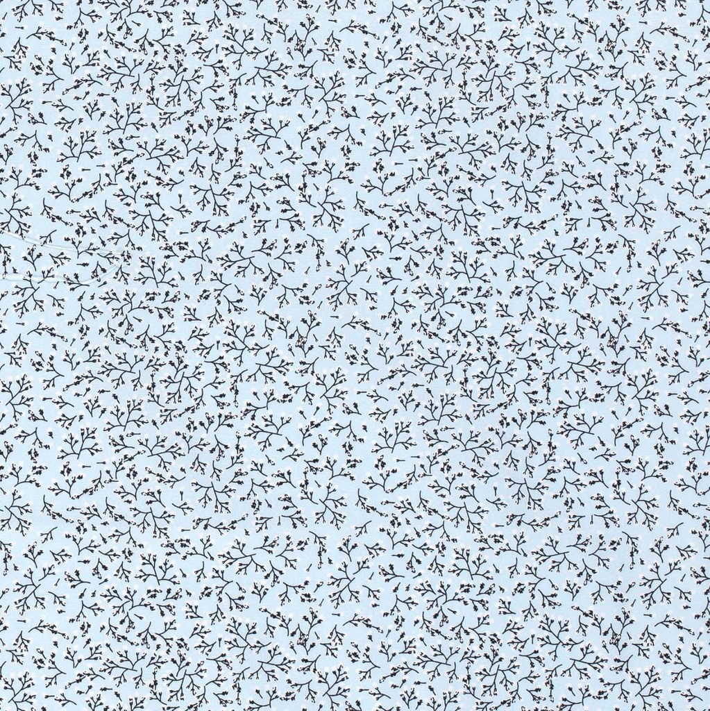 [515554-003] Baumwolle Popelin Gemustert Blumen (003 Babyblau)