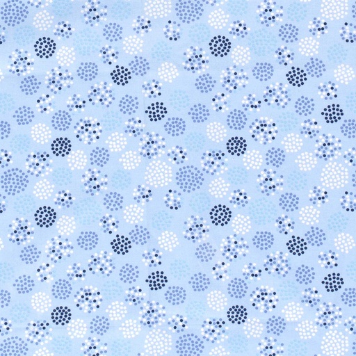 [515559-003] Baumwolle Popelin Gemustert mit  Punkte und Blumen (003 Babyblau)