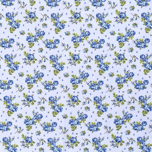 [515564-003] Baumwolle Popelin Gemustert Blumen (003 Babyblau)