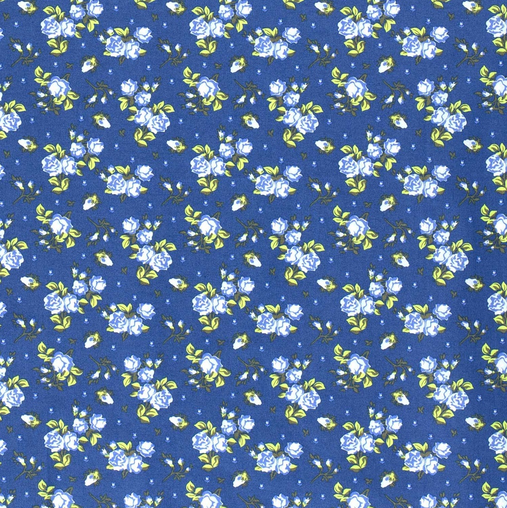 [515564-006] Baumwolle Popelin Gemustert Blumen (006 Indigoblau)