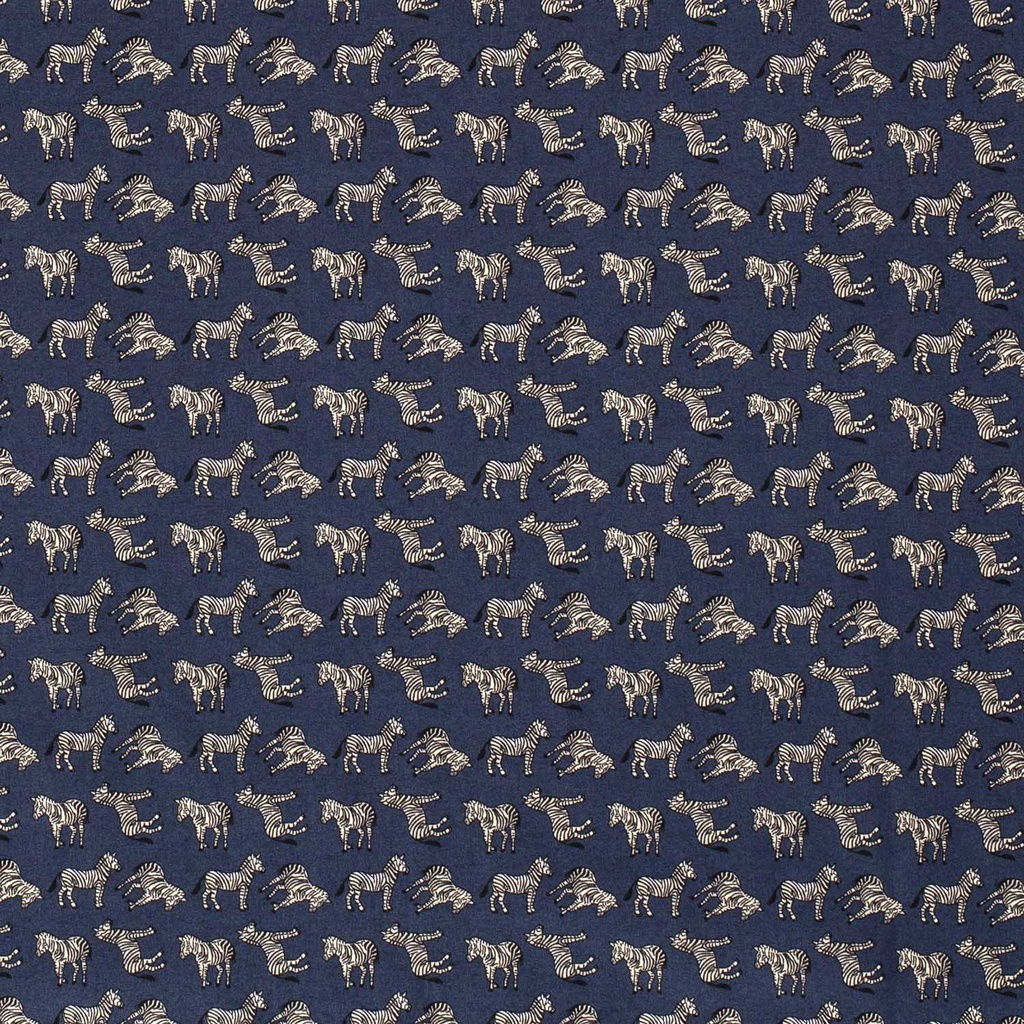 [515570-006] Baumwolle Popelin Gemustert Zebra (006 Indigoblau)