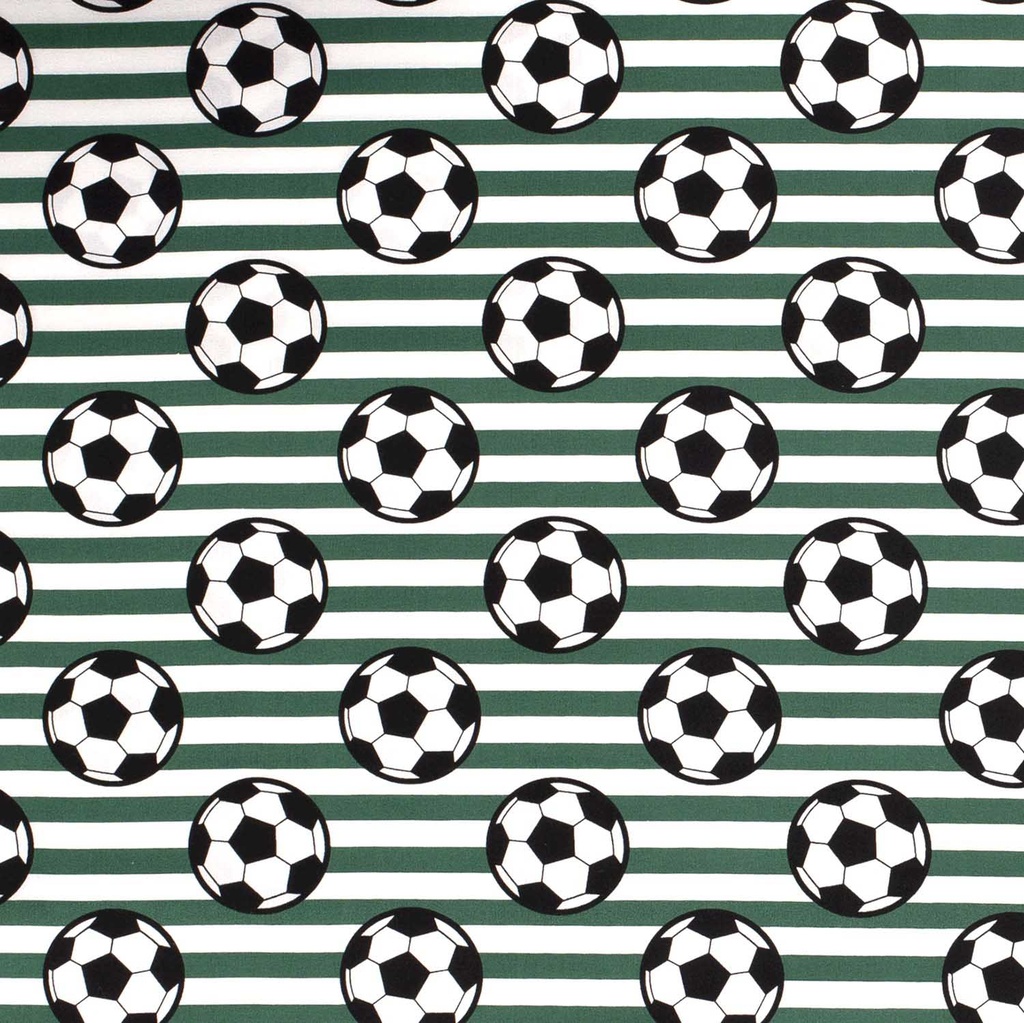 [515571-021] Baumwolle Popelin Gemustert Streifen und Fussball (021 Mint)