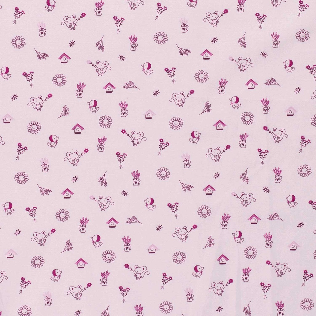[515789-012] Baumwolle Popelin Gemustert Tiere (012 Rosa)
