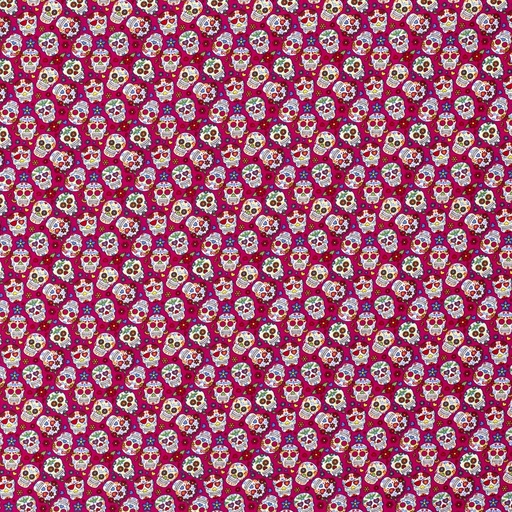 [515806-017] Baumwolle Popelin Gemustert Geblümte Totenköpfe (017 Fuchsia)