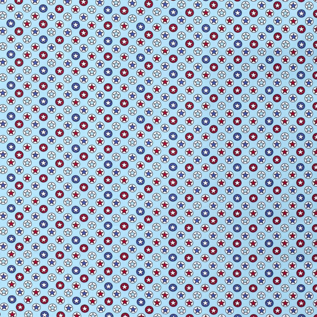 [515810-003] Baumwolle Popelin Gemustert Abzeichen Sterne (003 Babyblau)