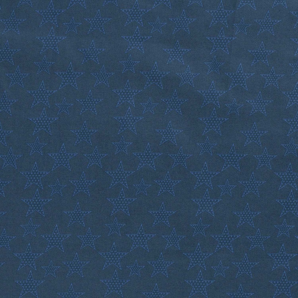 [515817-007] Baumwolle Popelin Gemustert Sterne (007 Stahlblau)