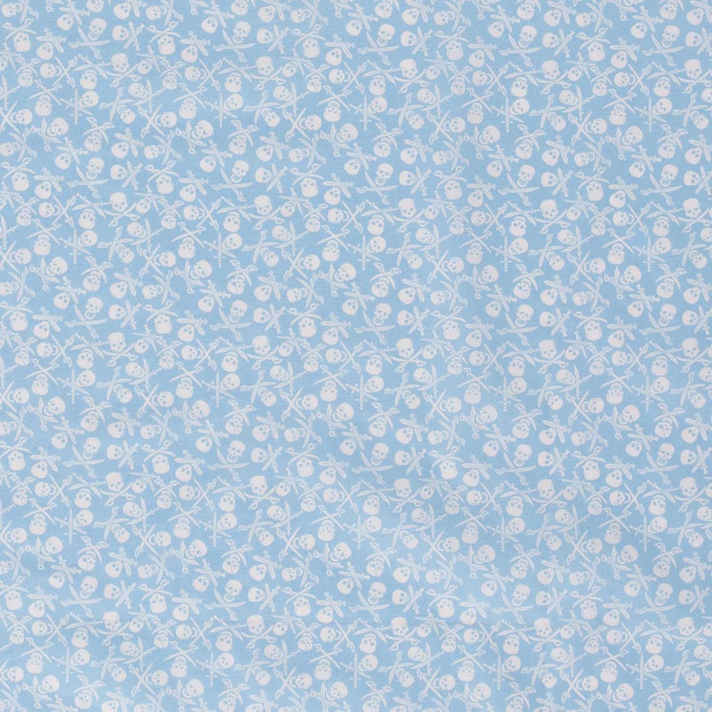 [515818-003] Baumwolle Popelin Gemustert Piraten Totenköpfe Schwert (003 Babyblau)