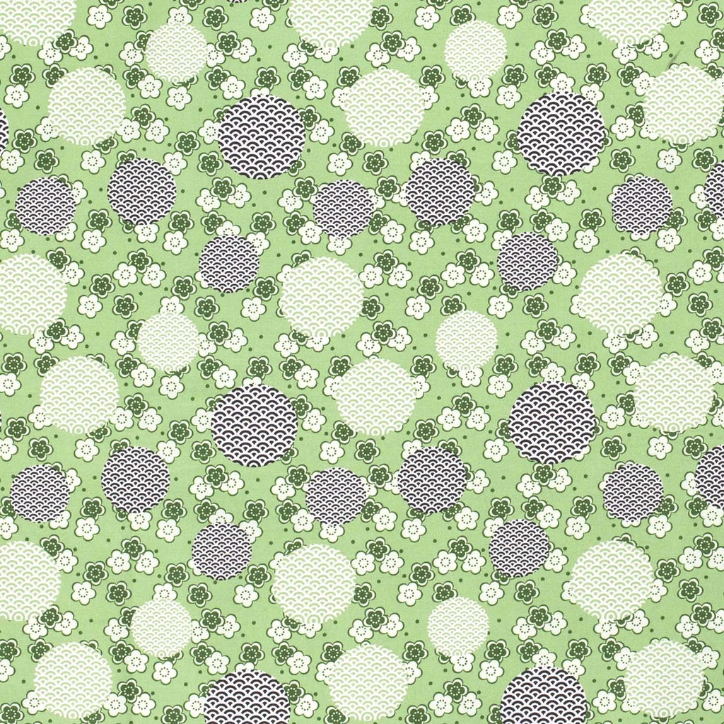 [515832-023] Baumwolle Popelin Gemustert Blumenwolken abstrakt (023 Lime Grün)