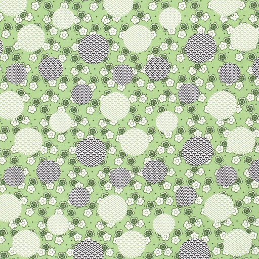 [515832-023] Baumwolle Popelin Gemustert Blumenwolken abstrakt (023 Lime Grün)