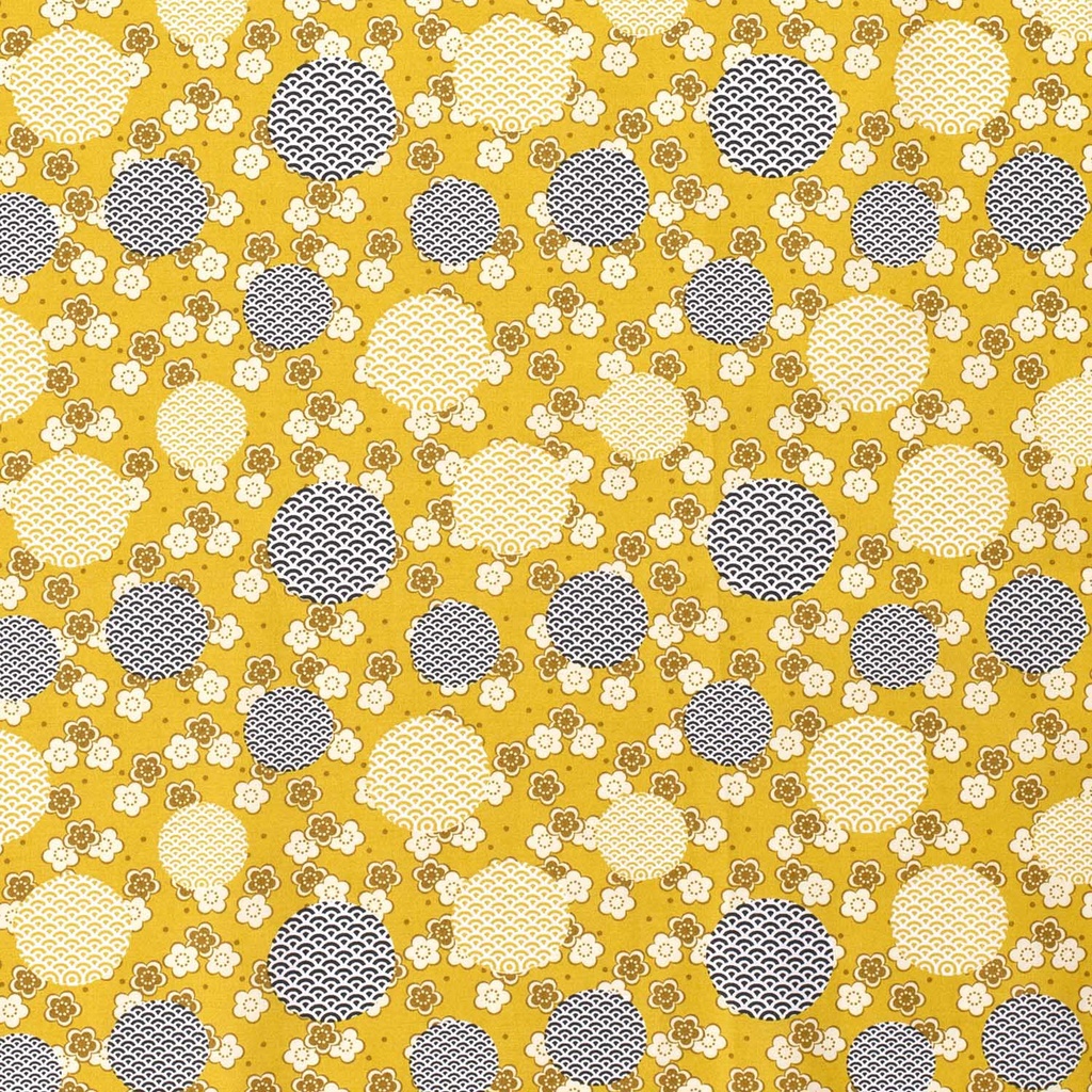 [515832-034] Baumwolle Popelin Gemustert Blumenwolken abstrakt (034 Ocker)