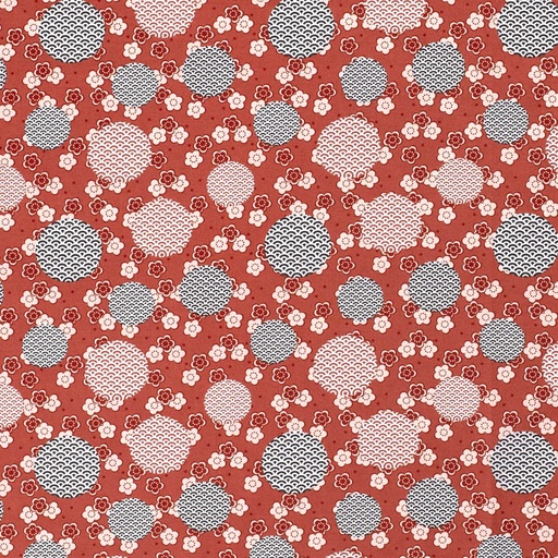 [515832-056] Baumwolle Popelin Gemustert Blumenwolken abstrakt (056 Ziegel)