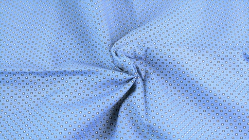 [6117-2] Baumwollpopeline, gemustert mit punkte und Quadrate (2 Dunkeljeans)