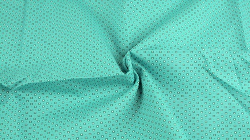 [6117-3] Baumwollpopeline, gemustert mit punkte und Quadrate (3 Hellaqua)