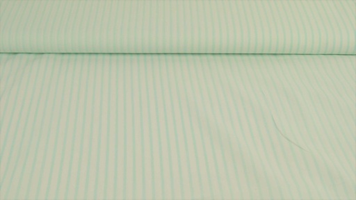 [6118-7] Baumwollpopeline, mit querstreifen (7 Weiß/Hellminze)